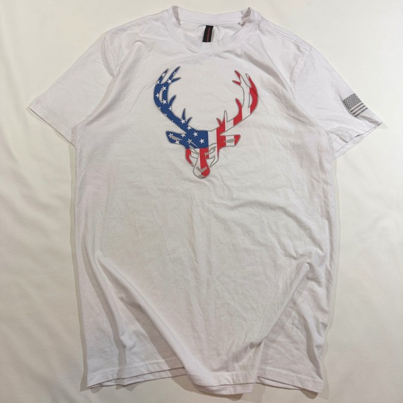 Bucked Up Other - Bucked Up T-Shirt Mens XL White Good Patriotic American Flag Deer Antler Logo